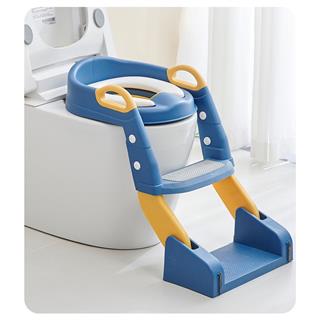Çocuk Tuvalet Eğitimi Katlanır Klozet Adaptörü Ve Lazımlık Merdivenli Tuvalet Eğitici MAVİ