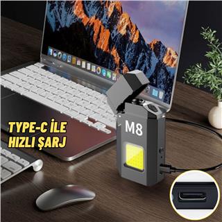 Çok Amaçlı Şarjlı Kamp Piknik LED El Feneri & Elektrikli Rüzgar Çakmak Usb Şarjlı