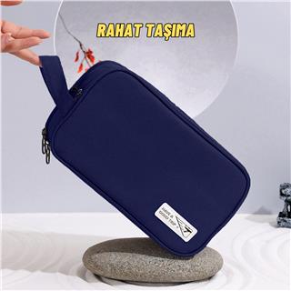 Çok Bölmeli Traş, Makyaj ve Kozmetik Malzemeleri Taşıma ve Saklama Organizer Çantası