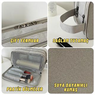 Çok Bölmeli Traş, Makyaj ve Kozmetik Malzemeleri Taşıma ve Saklama Organizer Çantası