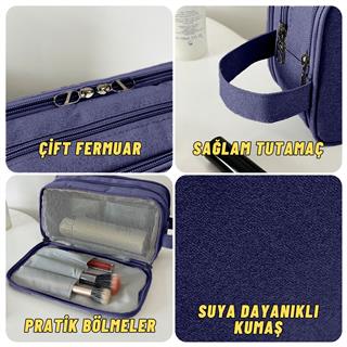 Çok Bölmeli Traş, Makyaj ve Kozmetik Malzemeleri Taşıma ve Saklama Organizer Çantası