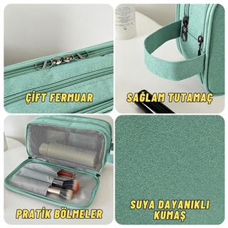 Çok Bölmeli Traş, Makyaj ve Kozmetik Malzemeleri Taşıma ve Saklama Organizer Çantası