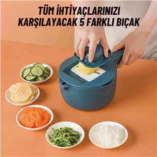 Çok Fonksiyonlu Sebze Meyve Doğrayıcı-Dilimleyici Rendeleme Kesme Süzgeç Mutfak Seti 10 Parça