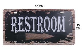 Dekorasyon Metal Tabela Retro Duvar Süsü Restroom 30X15 Cm