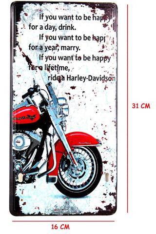Dekoratif Metal Tabela Retro Dekor Duvar Süsü Harley Ride 30x15 CM