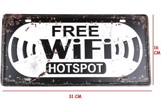 Dekoratif Metal Tabela Retro Dekor Duvar Süsü Free Wi-Fi 30x15 CM