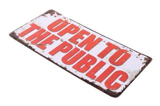 Dekoratif Metal Tabela Retro Dekor Duvar Süsü OPEN THE PUBLIC 30X15 Cm