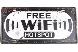 Dekoratif Metal Tabela Retro Dekor Duvar Süsü Free Wi-Fi 30x15 CM