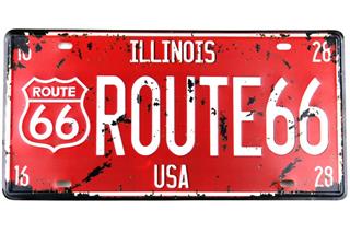 Dekoratif Metal Tabela Retro Dekor Duvar Süsü Route 66 30x15 CM