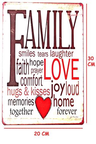 Duvar Dekorasyon Family Retro Vintage Metal Tabela 30x20 CM