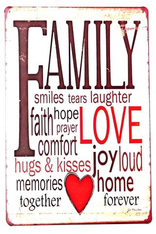 Duvar Dekorasyon Family Retro Vintage Metal Tabela 30x20 CM