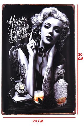 Duvar Dekorasyon Marilyn Monroe Retro Vintage Metal Tabela 30x20 CM