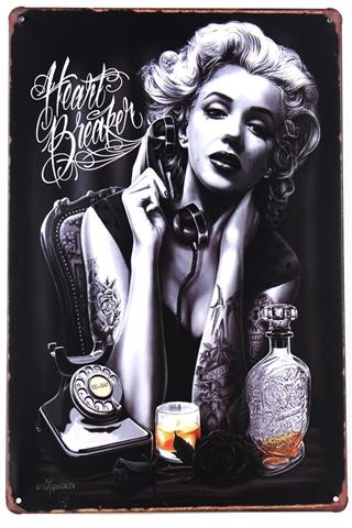 Duvar Dekorasyon Marilyn Monroe Retro Vintage Metal Tabela 30x20 CM