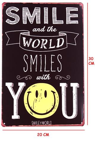 Duvar Dekorasyon Smile Sosyal Retro Vintage Metal Tabela 30x20 CM