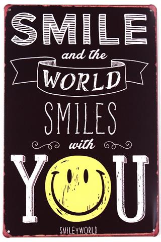 Duvar Dekorasyon Smile Sosyal Retro Vintage Metal Tabela 30x20 CM