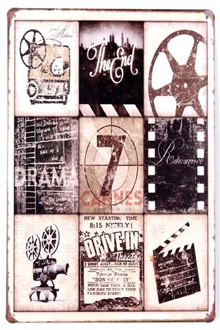 Duvar Dekorasyon Süsü Yazı Sinema Retro Vintage Metal Tabela 30x20 CM