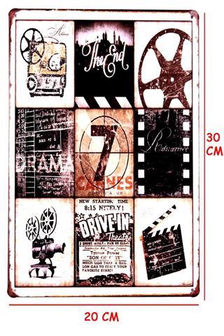 Duvar Dekorasyon Süsü Yazı Sinema Retro Vintage Metal Tabela 30x20 CM