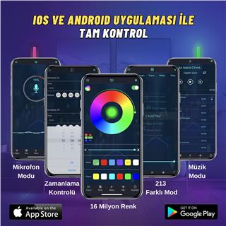 Duvar Led Bar Tv Oyun Gece Ambiyans Bluetooth Bağlantılı Sese Duyarlı RGB Ortam Led Aydınlatma