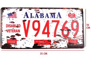 Duvar Süsü Dekor Retro Metal Tabela Alabama 30x15 CM