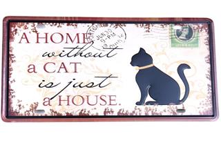 Duvar Süsü Dekor Retro Metal Tabela Cat 30x15 CM