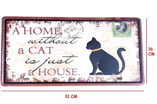 Duvar Süsü Dekor Retro Metal Tabela Cat 30x15 CM