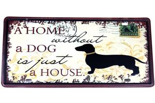 Duvar Süsü Dekor Retro Metal Tabela Dog 30x15 CM