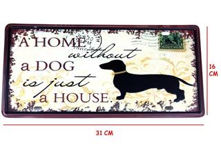 Duvar Süsü Dekor Retro Metal Tabela Dog 30x15 CM