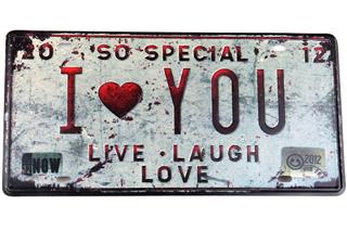 Duvar Süsü Dekor Retro Metal Tabela I Love You 30x15 CM