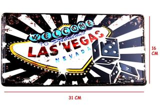 Duvar Süsü Dekor Retro Metal Tabela Vegas 30x15 CM