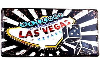 Duvar Süsü Dekor Retro Metal Tabela Vegas 30x15 CM