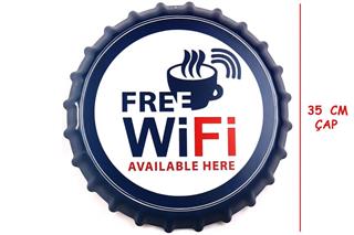 Duvar Süsü Dekorasyon Metal Tabela Free WI-FI
