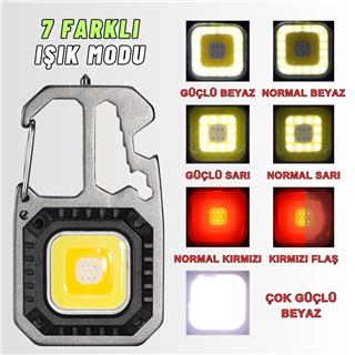 El Feneri Metal Gövdeli Cob Led Çok Fonksiyonlu Kamp Ve Karavan Feneri Işıldak İkaz Lambası