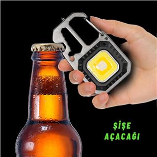 El Feneri Metal Gövdeli Cob Led Çok Fonksiyonlu Kamp Ve Karavan Feneri Işıldak İkaz Lambası