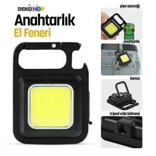 El Feneri Usbli Şarj Edilebilir Led Anahtarlık El Feneri Şişe Açacağı Mıknatıslı Kamp Feneri