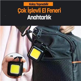 El Feneri Usbli Şarj Edilebilir Led Anahtarlık El Feneri Şişe Açacağı Mıknatıslı Kamp Feneri