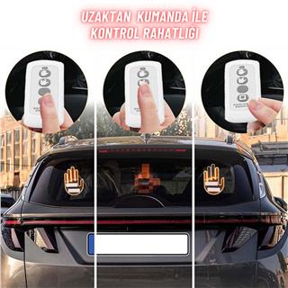 El Orta Parmak Led Kumandalı Araç İçi Reflektör Arka Cam 205 LED 3 Modlu Eğlenceli Mesaj Gösterici