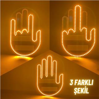 El Orta Parmak Led Kumandalı Araç İçi Reflektör Arka Cam 205 LED 3 Modlu Eğlenceli Mesaj Gösterici