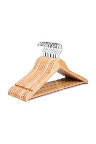 Elbise Askısı Ahşap Kıyafet Askılık 10 Adet Vernikli
