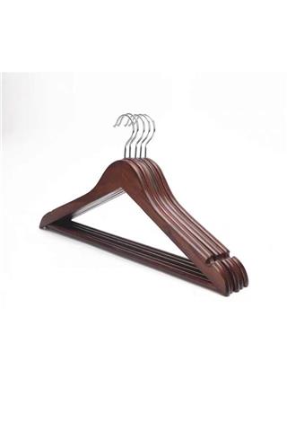 Elbise Ceket Askısı Parlak Ceviz Ahşap Renk Kıyafet Askılık 10 Adet