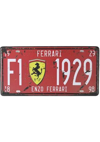 Enzo Ferrari F1 1929 Dekorasyon Duvar Süsü Metal Retro Tabela