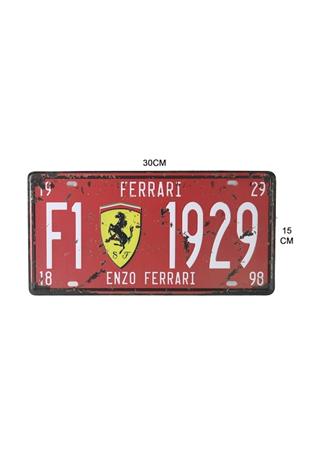 Enzo Ferrari F1 1929 Dekorasyon Duvar Süsü Metal Retro Tabela