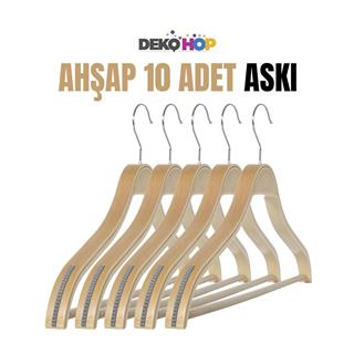 Erkek Ahşap Askı Geniş Gömlek Pantolon Tişört Askısı Natural Renk 10 ADET