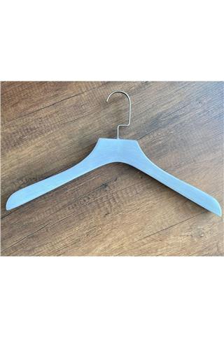 Erkek Ahşap Ceket Askı 43 Cm Eskitme Beyaz Naturel Askı 5 Adet