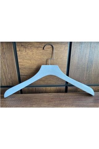 Erkek Ahşap Ceket Askı 43 Cm Eskitme Beyaz Naturel Askı 5 Adet