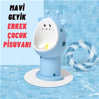 Erkek Çocuk 1-6 Yaş Tuvalet Eğitimi Eğlenceli Duvar Askılı Pisuvar Mavi