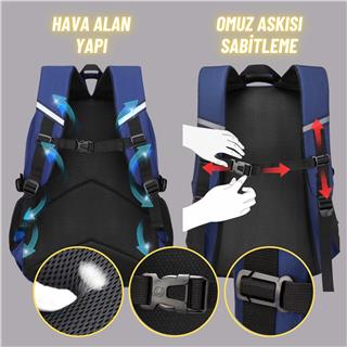 Erkek Çocuk İlkokul Anaokul Sırt Çantası Çok Bölmeli Ergonomik Yeni Nesil Tasarım Sırt Çantası