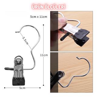 Etek Pantolon Eşarp Askısı Hareketli Mandal Paslanmaz Metal Mağaza ve Ev Tipi Elbise Askısı 100 Adet