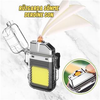 Fonksiyonlu Outdoor Kamp El Feneri Ve Elektrikli Çakmak Usb Sarjlı Kolay Kullanım