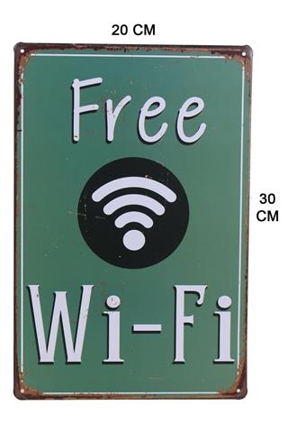 Free Wifi Metal Tabela Dekoratif Dekor Duvar Süsü 30X20 Cm