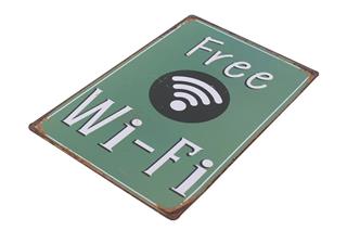 Free Wifi Metal Tabela Dekoratif Dekor Duvar Süsü 30X20 Cm